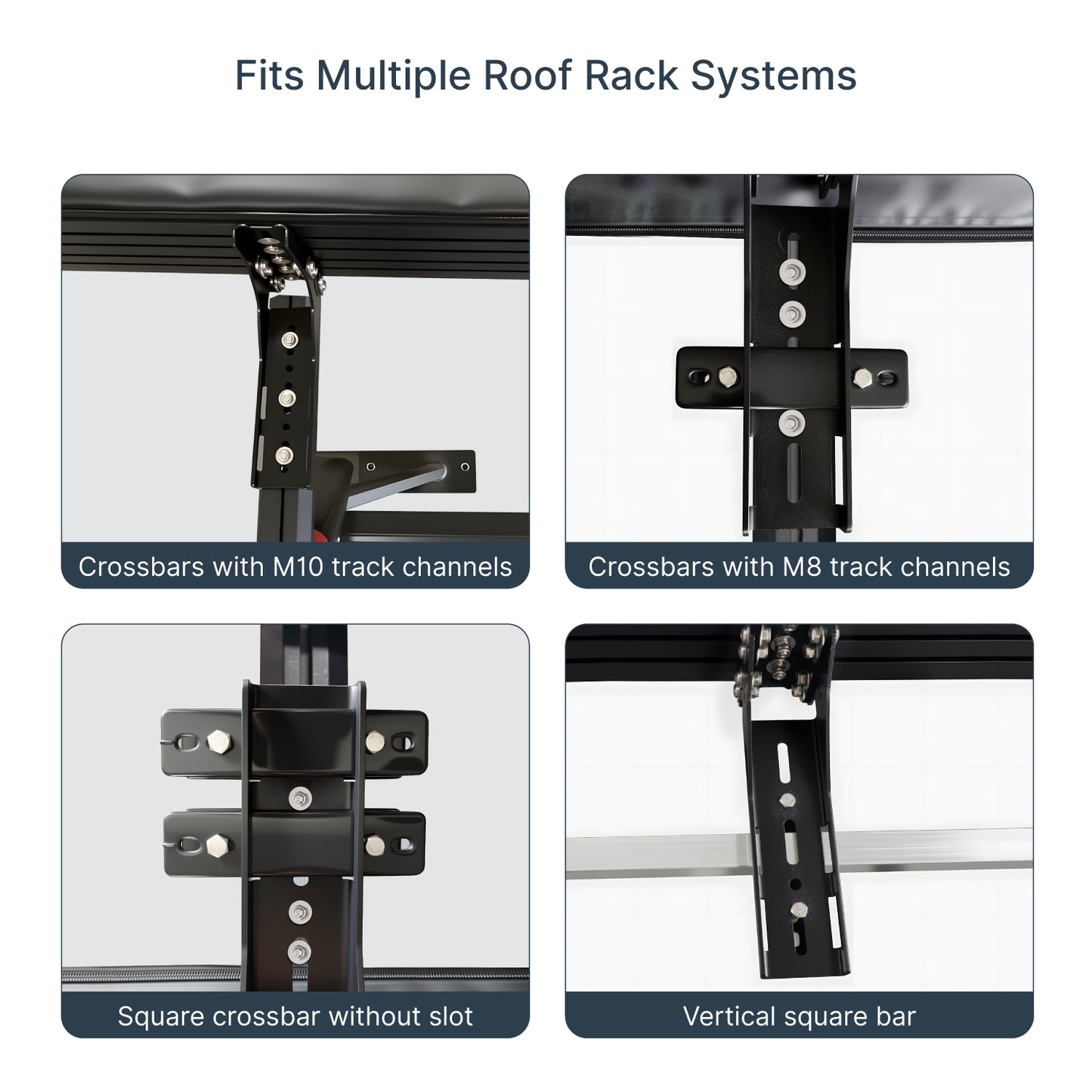 Topoak 180 degree overland awning mounting bracket compatible with M8 and M10 roof rack track channels and square crossbars