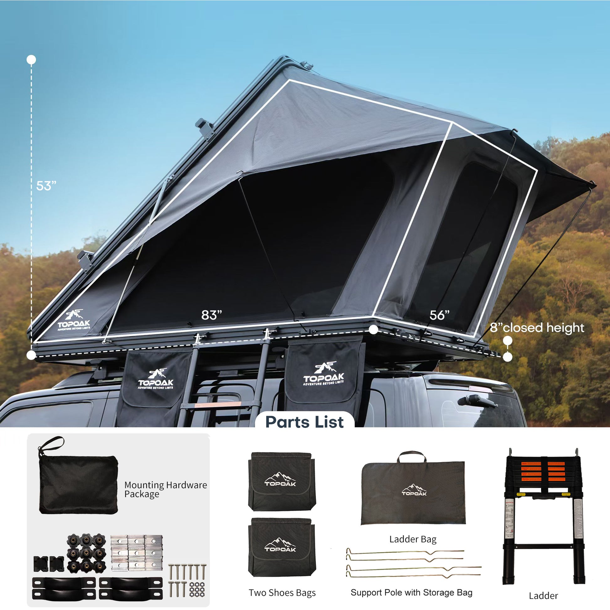 electric hard shell rooftop tent TOPOAK Galaxy Pro