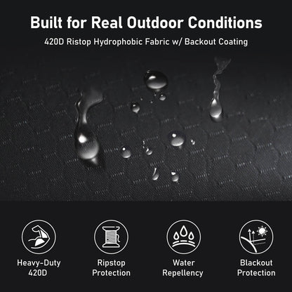 420D ripstop waterproof fabric with blackout coating used in car awning shower room privacy tent