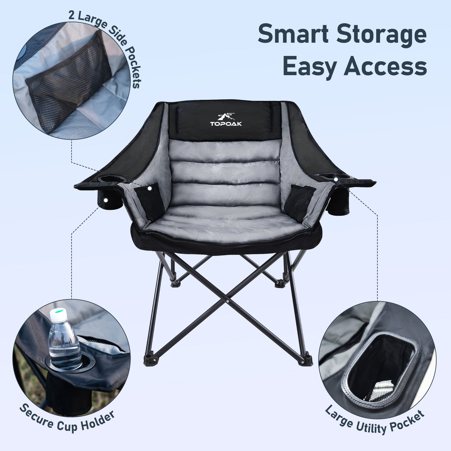 Heavy - Duty Padded Camping Chair - TOPOAK