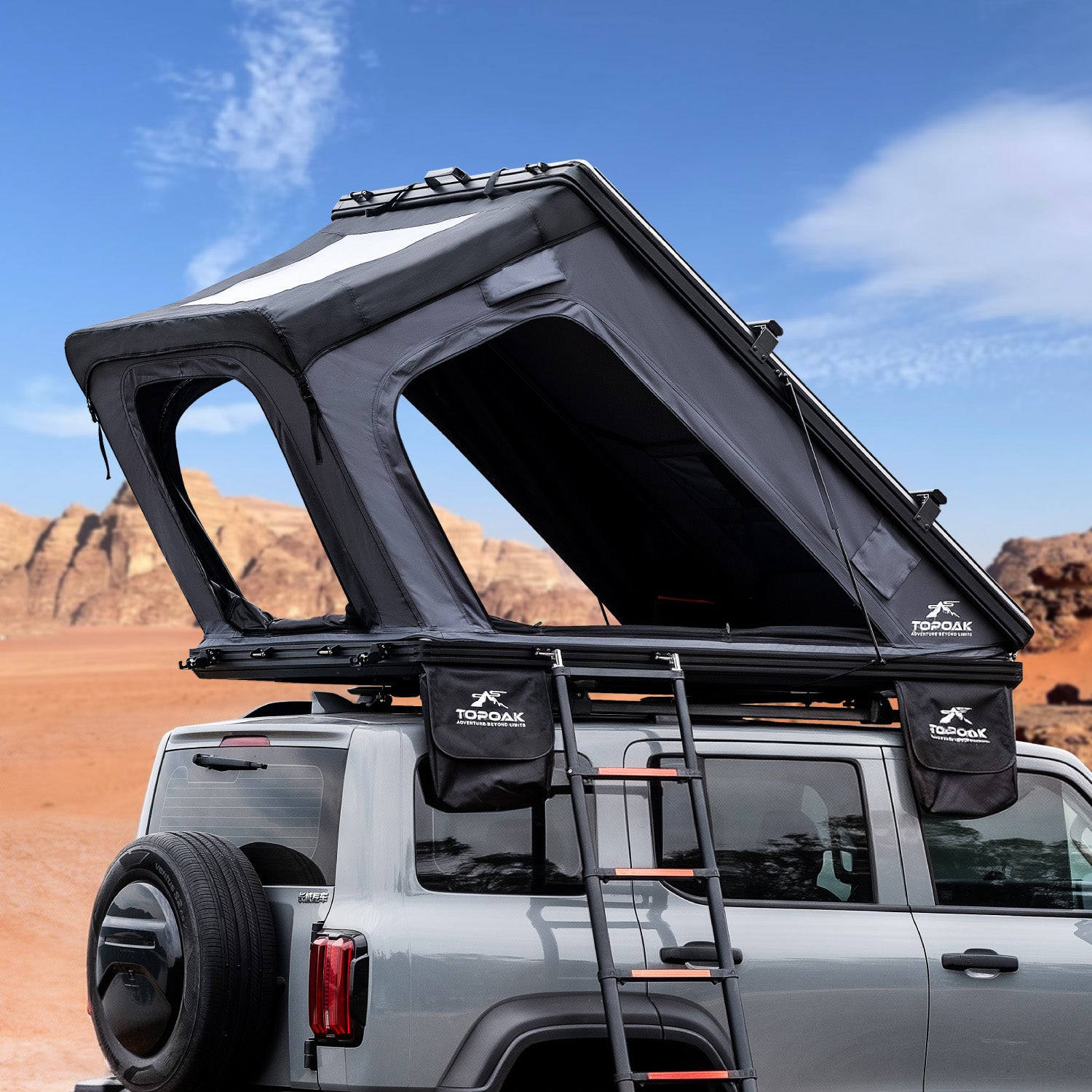zelt auf dem auto Pop-Up-Dachzelte, Hartschale, für Camping, wasserdicht, für SUV, Auto, Jeep, Overland-Zelt, Dachträgerzelt, Dreieck, Aluminium, Schwarz, RTT – TOPOAK