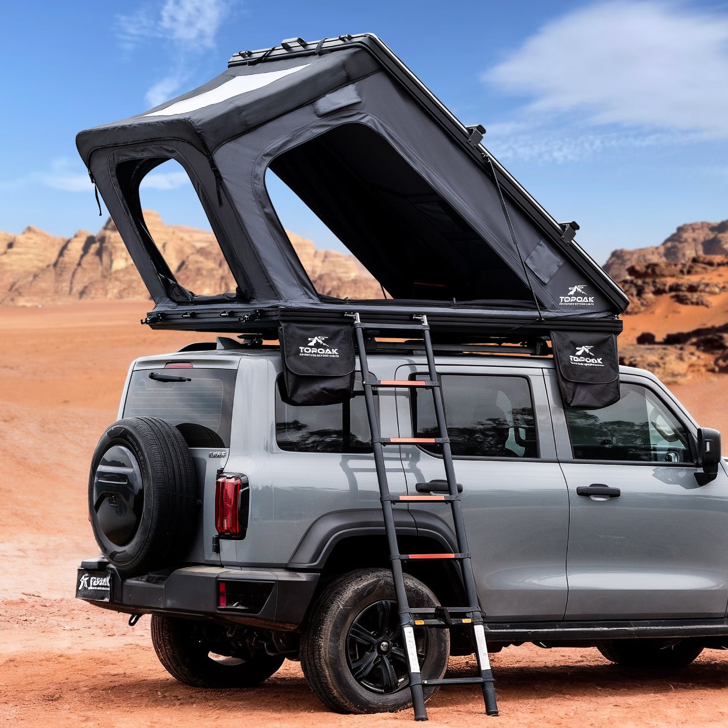 Pop-Up-Dachzelte, Hartschale, für Camping, wasserdicht, für SUV, Auto, Jeep, Overland-Zelt, Dachträgerzelt, Dreieck, Aluminium, Schwarz, RTT – TOPOAK