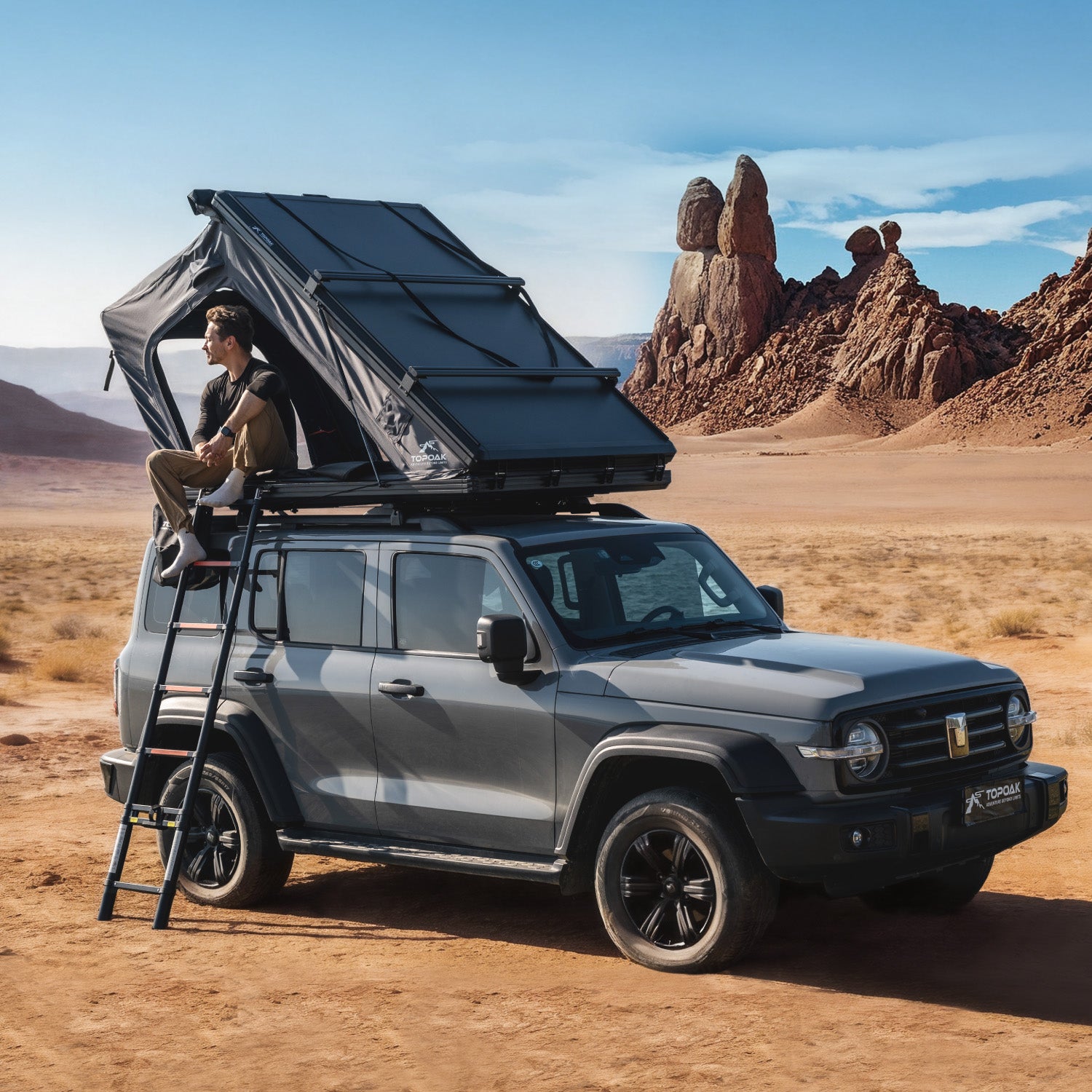 hardtop zelt auto Pop-Up-Dachzelte, Hartschale, für Camping, wasserdicht, für SUV, Auto, Jeep, Overland-Zelt, Dachträgerzelt, Dreieck, Aluminium, Schwarz, RTT – TOPOAK