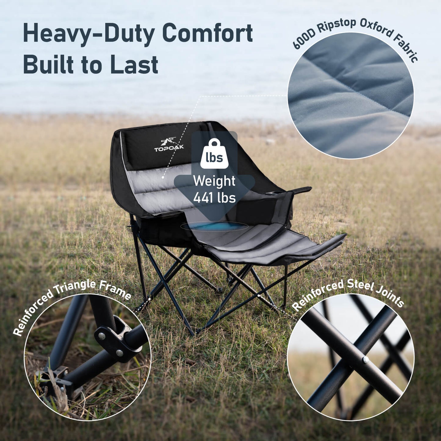 Heavy - Duty Padded Camping Chair - TOPOAK