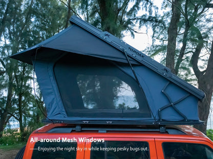 TOPOAK Nebula rooftop tent featuring all-around mesh windows for ventilation and insect protection, allowing you to enjoy the night sky comfortably.