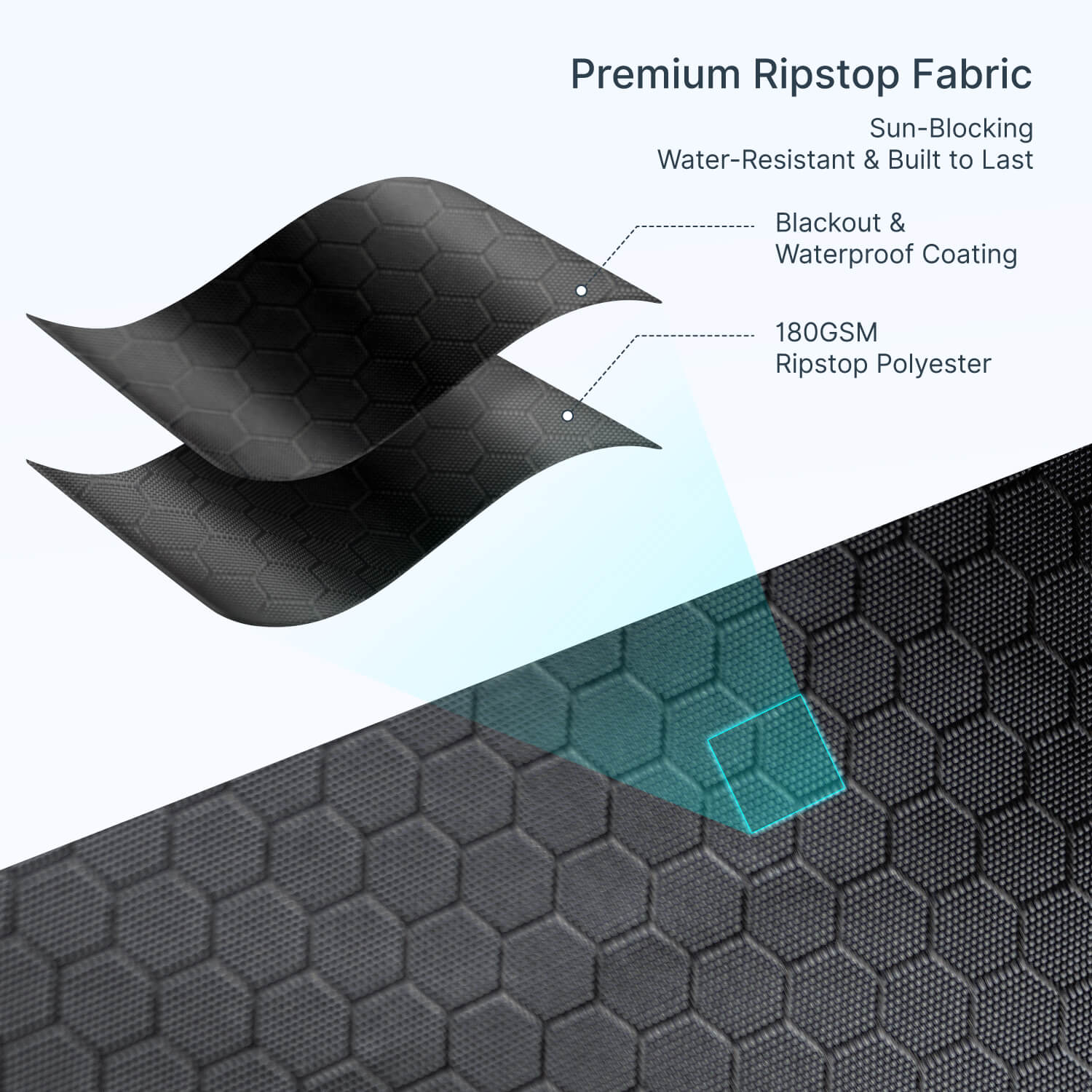 Ripstop fabric with waterproof coating for car awning