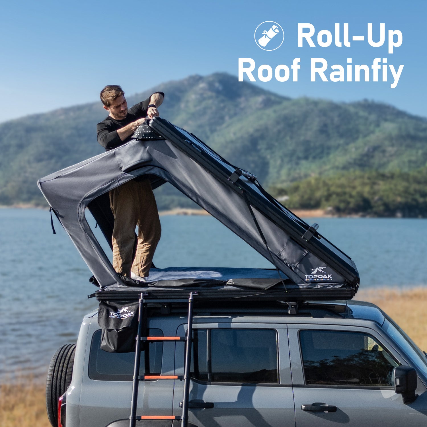 pop up dachzelt Pop-Up-Dachzelte, Hartschale, für Camping, wasserdicht, für SUV, Auto, Jeep, Overland-Zelt, Dachträgerzelt, Dreieck, Aluminium, Schwarz, RTT – TOPOAK