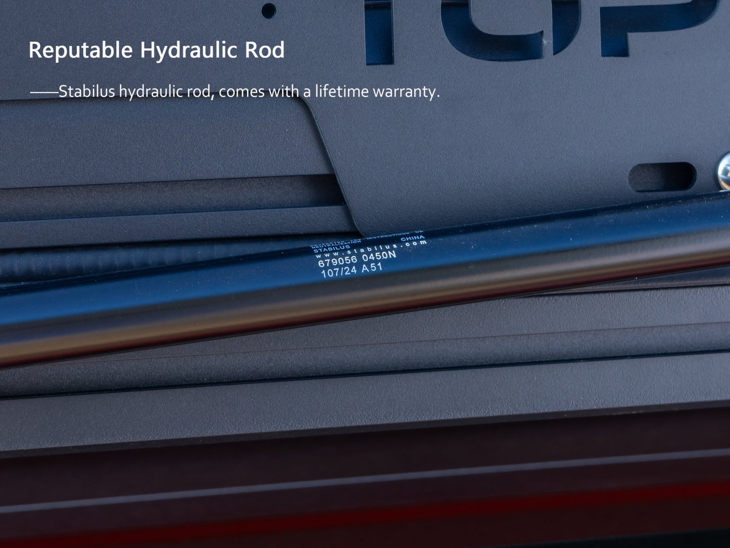 TOPOAK Nebula rooftop tent equipped with German Stabilus gas struts for smooth and reliable lift support.