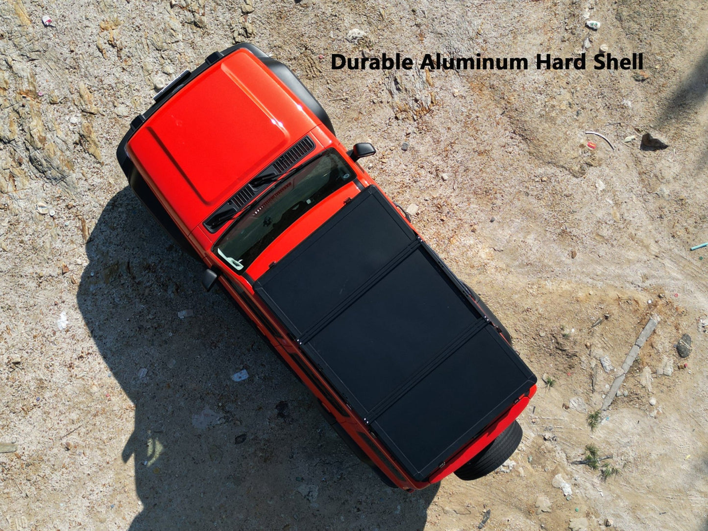 Top view of TOPOAK Nebula rooftop tent showing its durable aluminum hard shell design.