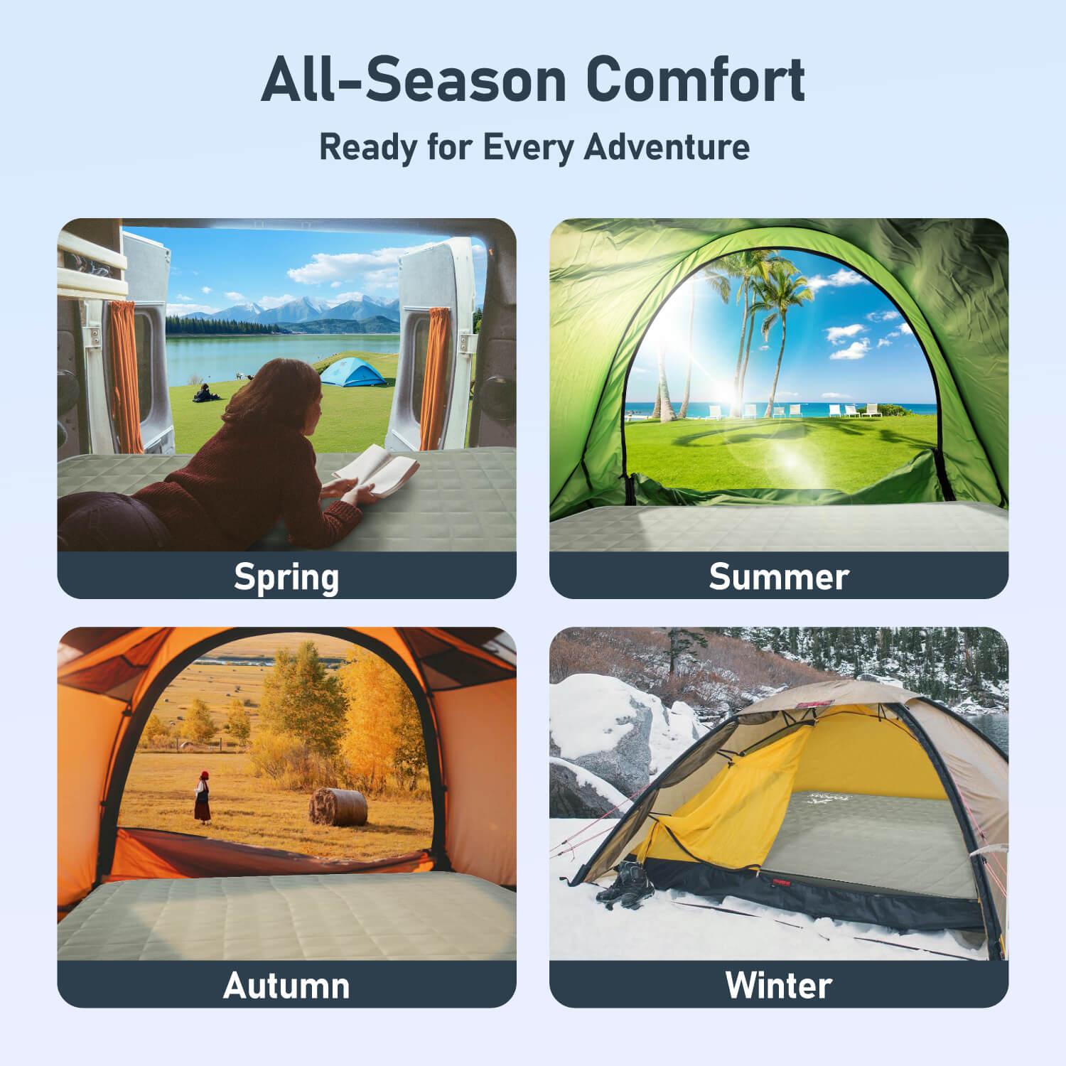 TOPOAK all-season camping sleeping pad for spring, summer, autumn, and winter use