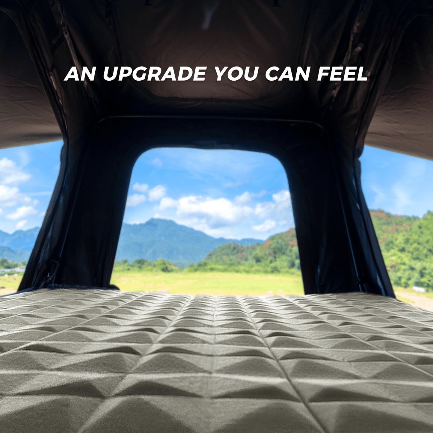 TOPOAK comfortable camping sleeping pad inside rooftop tent for better sleep outdoors