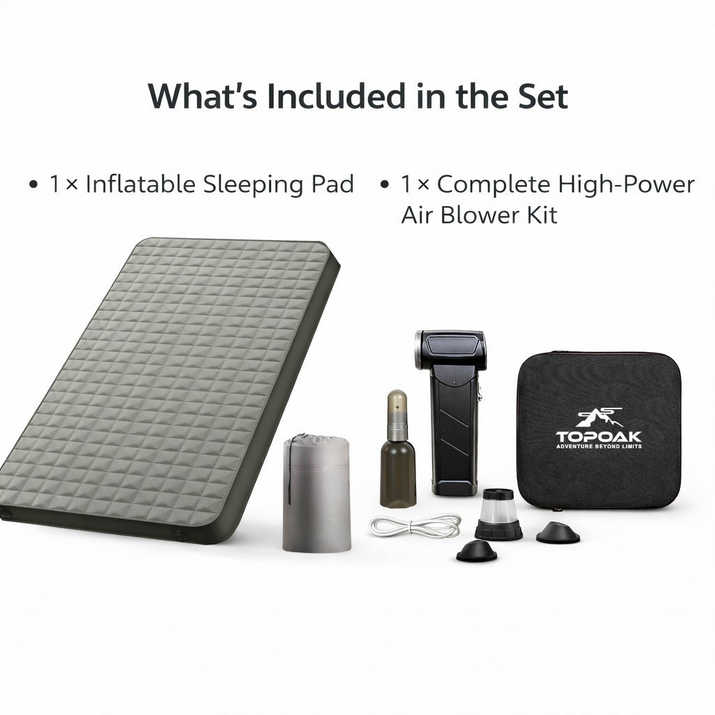TOPOAK camping sleeping pad set with electric air pump and accessories included