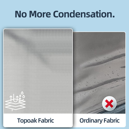 Comparison of condensation levels between the TOPOAK Stellar rooftop tent and a standard rooftop tent